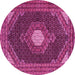 Round Machine Washable Medallion Pink Traditional Rug, wshtr1623pnk