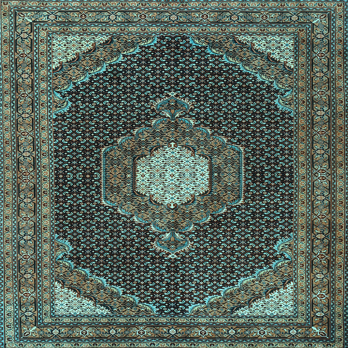 Square Medallion Light Blue Traditional Rug, tr1623lblu