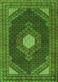 Medallion Green Traditional Rug, tr1623grn