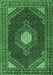 Machine Washable Medallion Emerald Green Traditional Area Rugs, wshtr1623emgrn