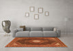 Machine Washable Medallion Orange Traditional Area Rugs in a Living Room, wshtr1623org