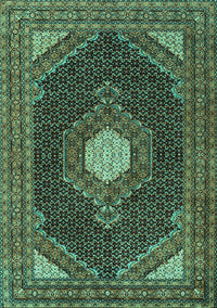 Medallion Turquoise Traditional Rug, tr1623turq