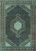 Machine Washable Medallion Light Blue Traditional Rug, wshtr1623lblu