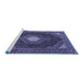 Sideview of Machine Washable Medallion Blue Traditional Rug, wshtr1623blu