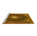 Sideview of Machine Washable Medallion Yellow Traditional Rug, wshtr1623yw