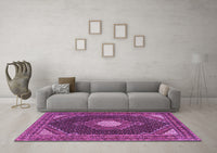 Machine Washable Medallion Purple Traditional Rug, wshtr1623pur