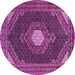 Round Machine Washable Medallion Purple Traditional Area Rugs, wshtr1623pur