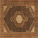 Square Machine Washable Medallion Brown Traditional Rug, wshtr1623brn