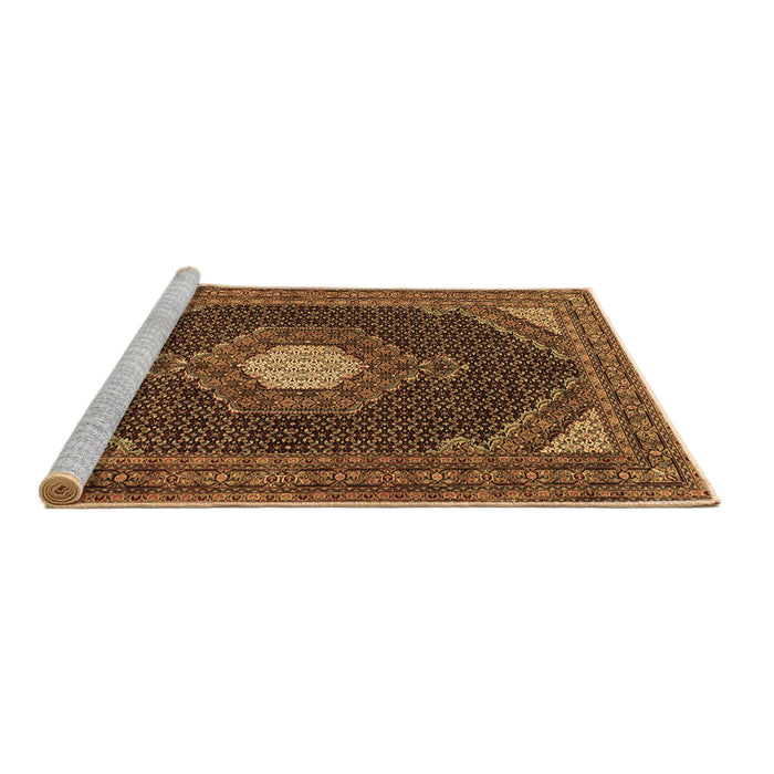 Sideview of Machine Washable Medallion Brown Traditional Rug, wshtr1623brn