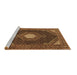 Sideview of Machine Washable Medallion Brown Traditional Rug, wshtr1623brn