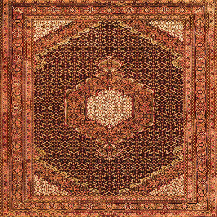 Serging Thickness of Medallion Orange Traditional Rug, tr1623org