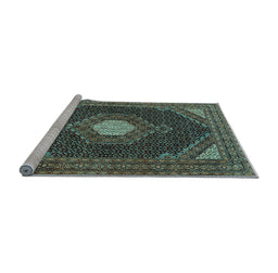 Sideview of Machine Washable Medallion Light Blue Traditional Rug, wshtr1623lblu