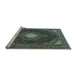 Sideview of Machine Washable Medallion Light Blue Traditional Rug, wshtr1623lblu