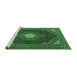 Sideview of Machine Washable Medallion Emerald Green Traditional Area Rugs, wshtr1623emgrn