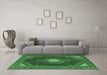 Machine Washable Medallion Emerald Green Traditional Area Rugs in a Living Room,, wshtr1623emgrn