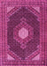 Machine Washable Medallion Pink Traditional Rug, wshtr1623pnk