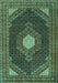 Machine Washable Medallion Turquoise Traditional Area Rugs, wshtr1623turq