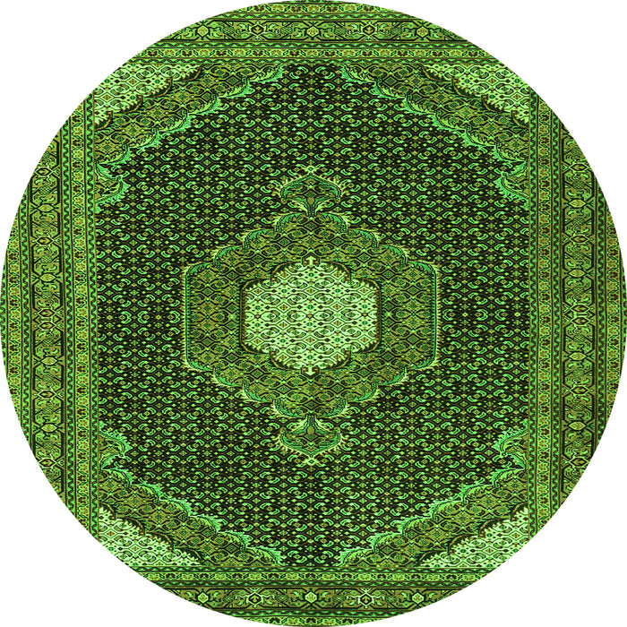 Square Medallion Green Traditional Rug, tr1623grn