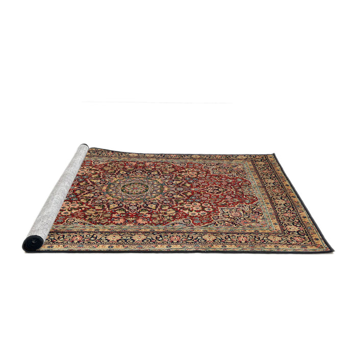 Sideview of Machine Washable Traditional Sand Brown Rug, wshtr1624