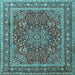 Square Medallion Light Blue Traditional Rug, tr1624lblu