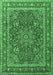 Machine Washable Medallion Emerald Green Traditional Area Rugs, wshtr1624emgrn