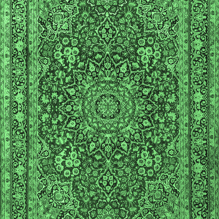 Machine Washable Medallion Emerald Green Traditional Area Rugs, wshtr1624emgrn
