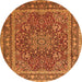 Machine Washable Medallion Orange Traditional Area Rugs, wshtr1624org