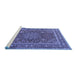 Sideview of Machine Washable Medallion Blue Traditional Rug, wshtr1624blu