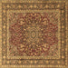 Square Medallion Brown Traditional Rug, tr1624brn