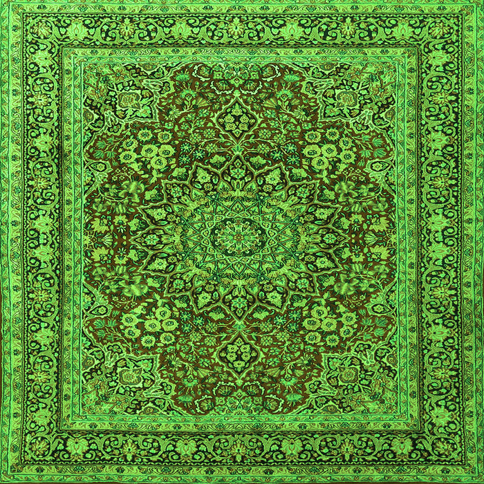 Serging Thickness of Medallion Green Traditional Rug, tr1624grn