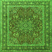 Serging Thickness of Medallion Green Traditional Rug, tr1624grn