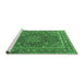 Sideview of Machine Washable Medallion Emerald Green Traditional Area Rugs, wshtr1624emgrn