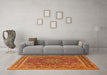 Machine Washable Medallion Orange Traditional Area Rugs in a Living Room, wshtr1624org