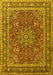 Machine Washable Medallion Yellow Traditional Rug, wshtr1624yw