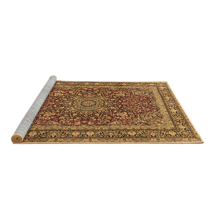 Sideview of Machine Washable Medallion Brown Traditional Rug, wshtr1624brn