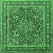 Square Medallion Emerald Green Traditional Rug, tr1624emgrn