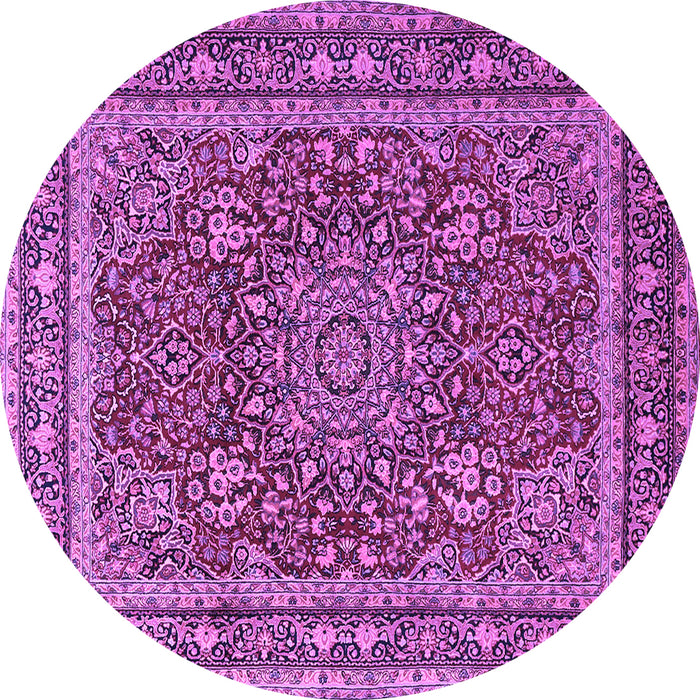 Round Medallion Purple Traditional Rug, tr1624pur