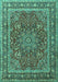 Machine Washable Medallion Turquoise Traditional Area Rugs, wshtr1624turq