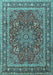 Machine Washable Medallion Light Blue Traditional Rug, wshtr1624lblu