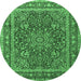 Round Medallion Emerald Green Traditional Rug, tr1624emgrn