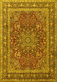 Medallion Yellow Traditional Rug, tr1624yw