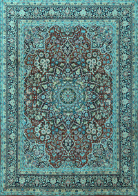 Medallion Light Blue Traditional Rug, tr1624lblu