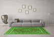 Machine Washable Medallion Green Traditional Area Rugs in a Living Room,, wshtr1624grn