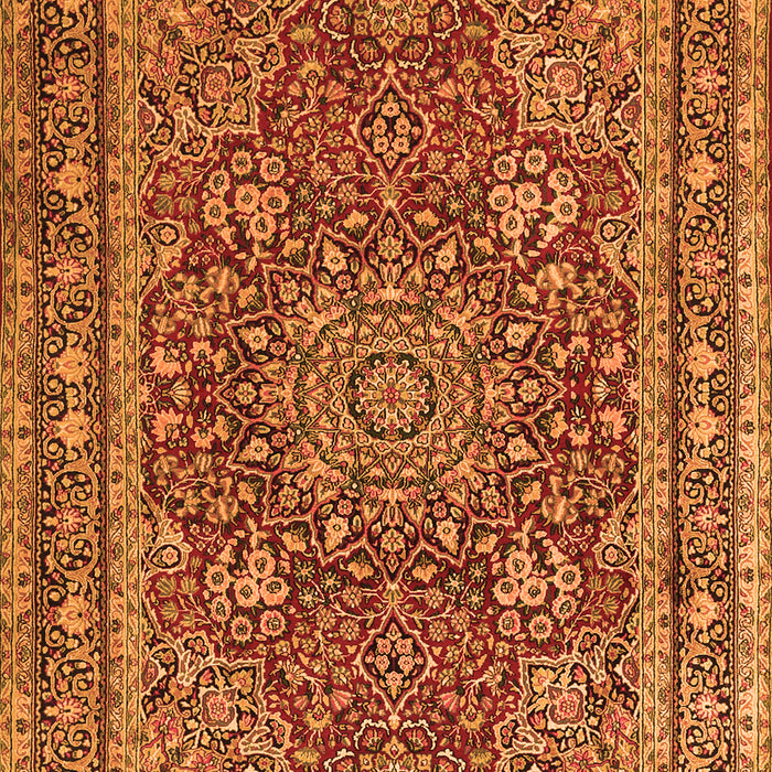 Serging Thickness of Machine Washable Medallion Orange Traditional Area Rugs, wshtr1624org