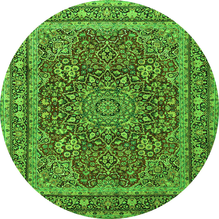 Machine Washable Medallion Green Traditional Area Rugs, wshtr1624grn