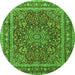 Machine Washable Medallion Green Traditional Area Rugs, wshtr1624grn