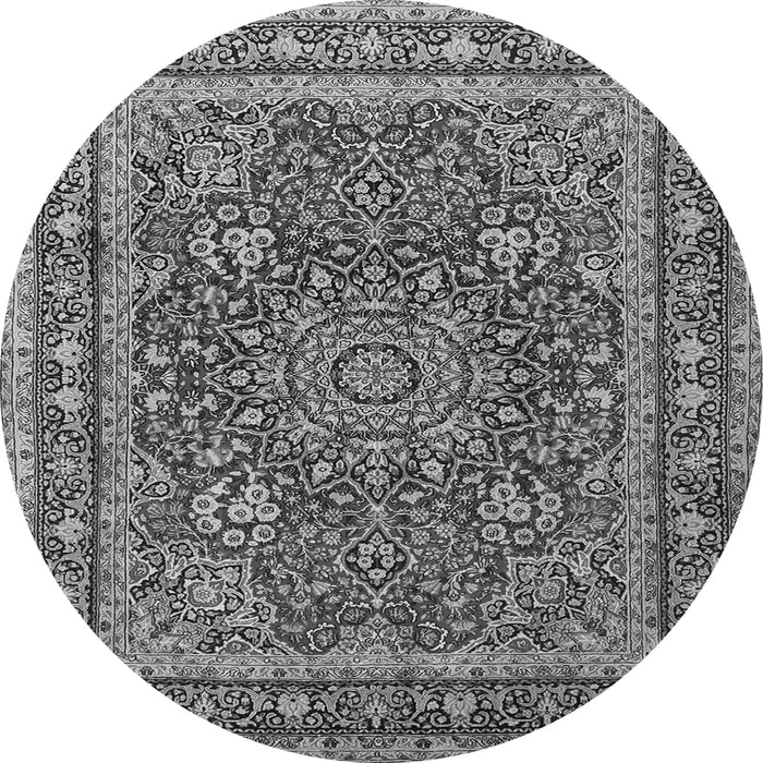 Machine Washable Medallion Gray Traditional Rug, wshtr1624gry