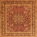 Serging Thickness of Medallion Orange Traditional Rug, tr1624org