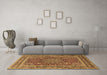 Machine Washable Medallion Brown Traditional Rug in a Living Room,, wshtr1624brn