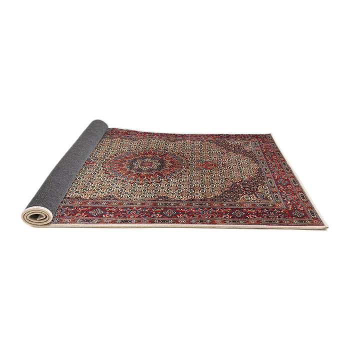 Sideview of Traditional Saffron Red Medallion Rug, tr1625